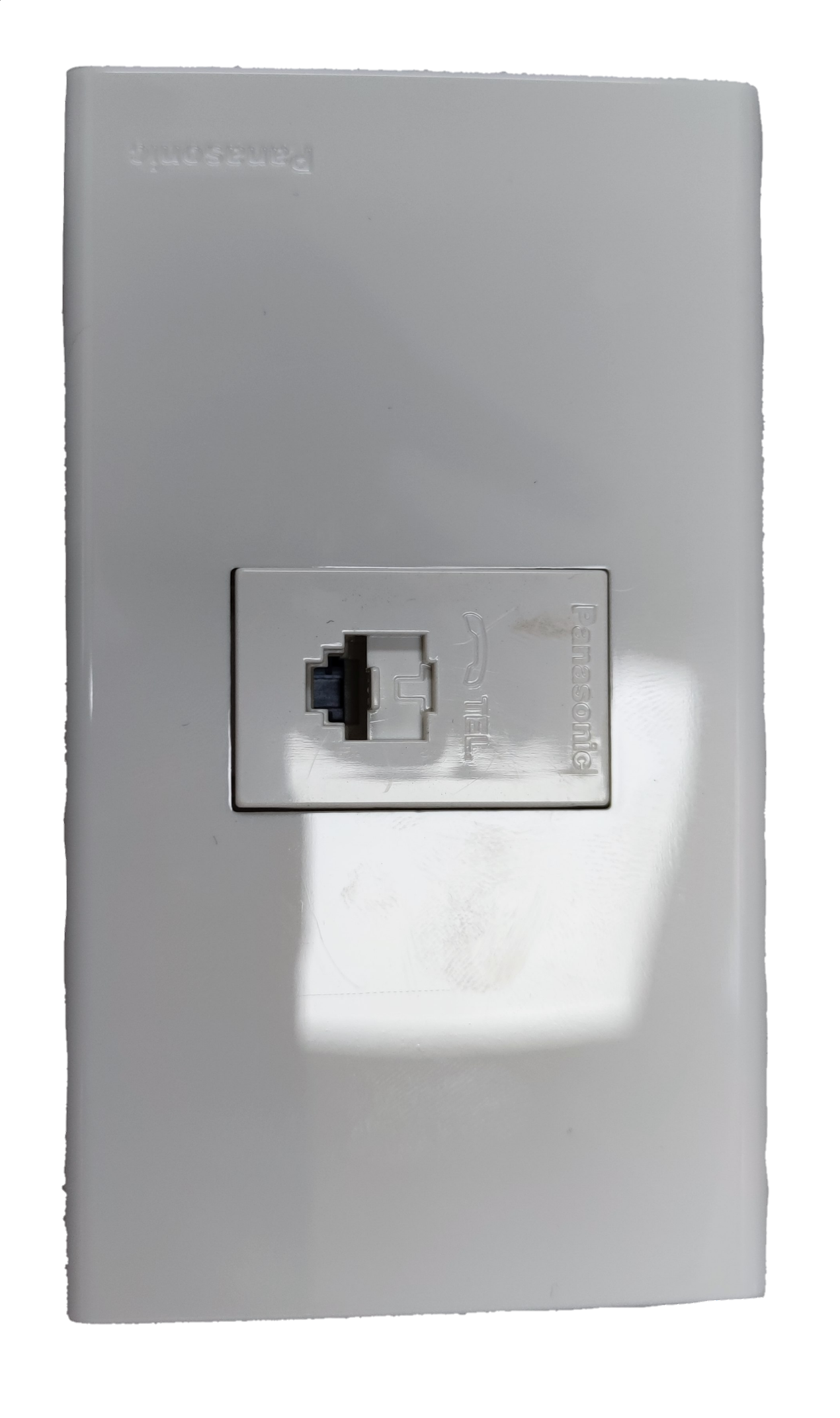 Panasonic white single port telephone modular jack with plate wall mount RJ11 connector for home use