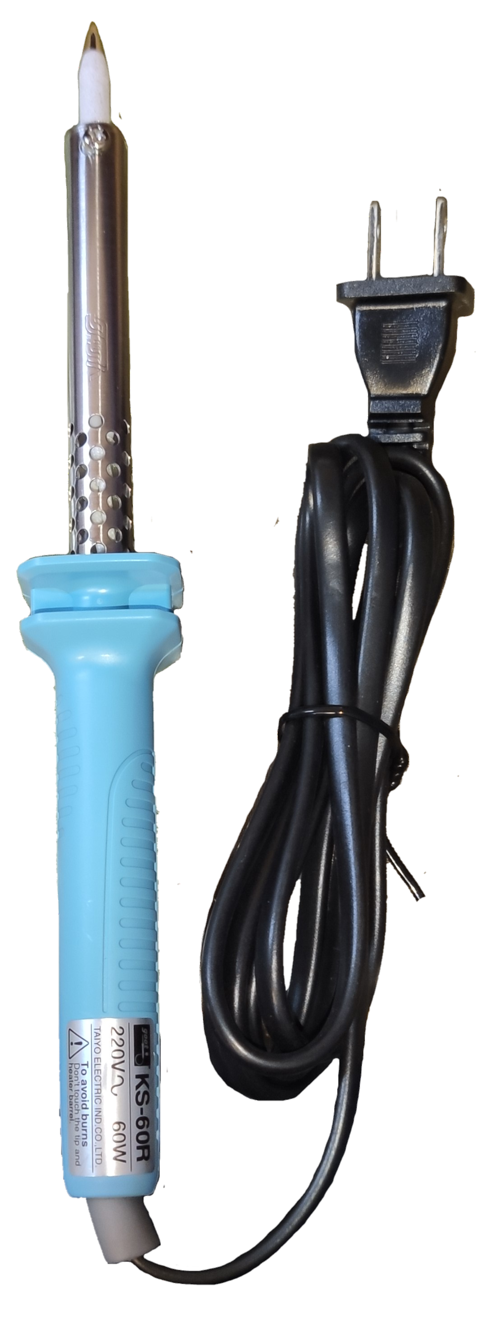Goot 60W soldering iron with blue handle and attached black power cord