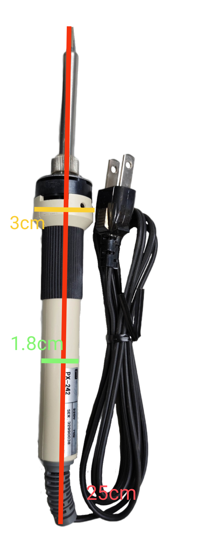 Goot 70W soldering iron 220V with ergonomic grip and 25cm power cord for precision soldering tasks