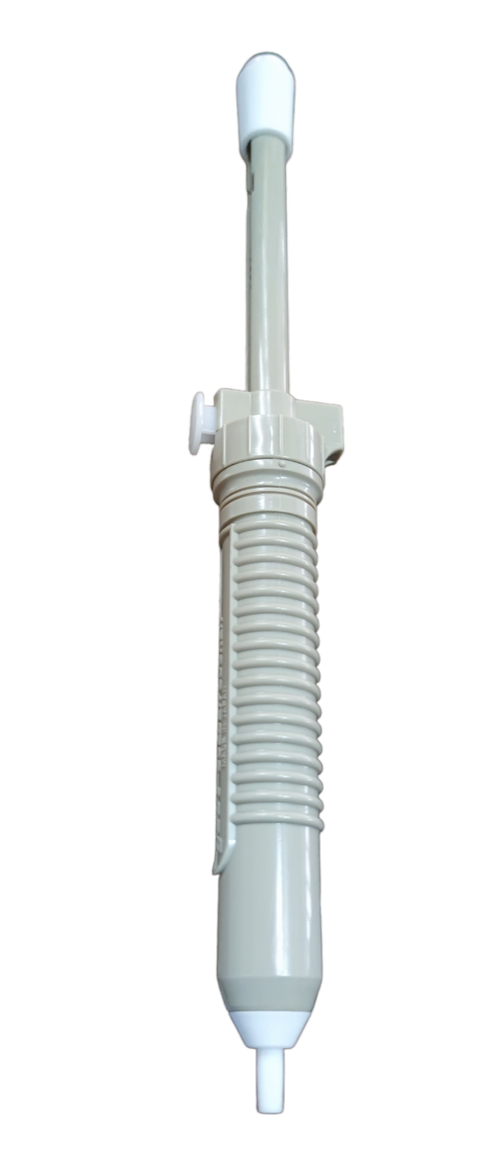 Goot Desoldering Pump Big hand tool with a white ribbed grip and narrow nozzle for removing solder