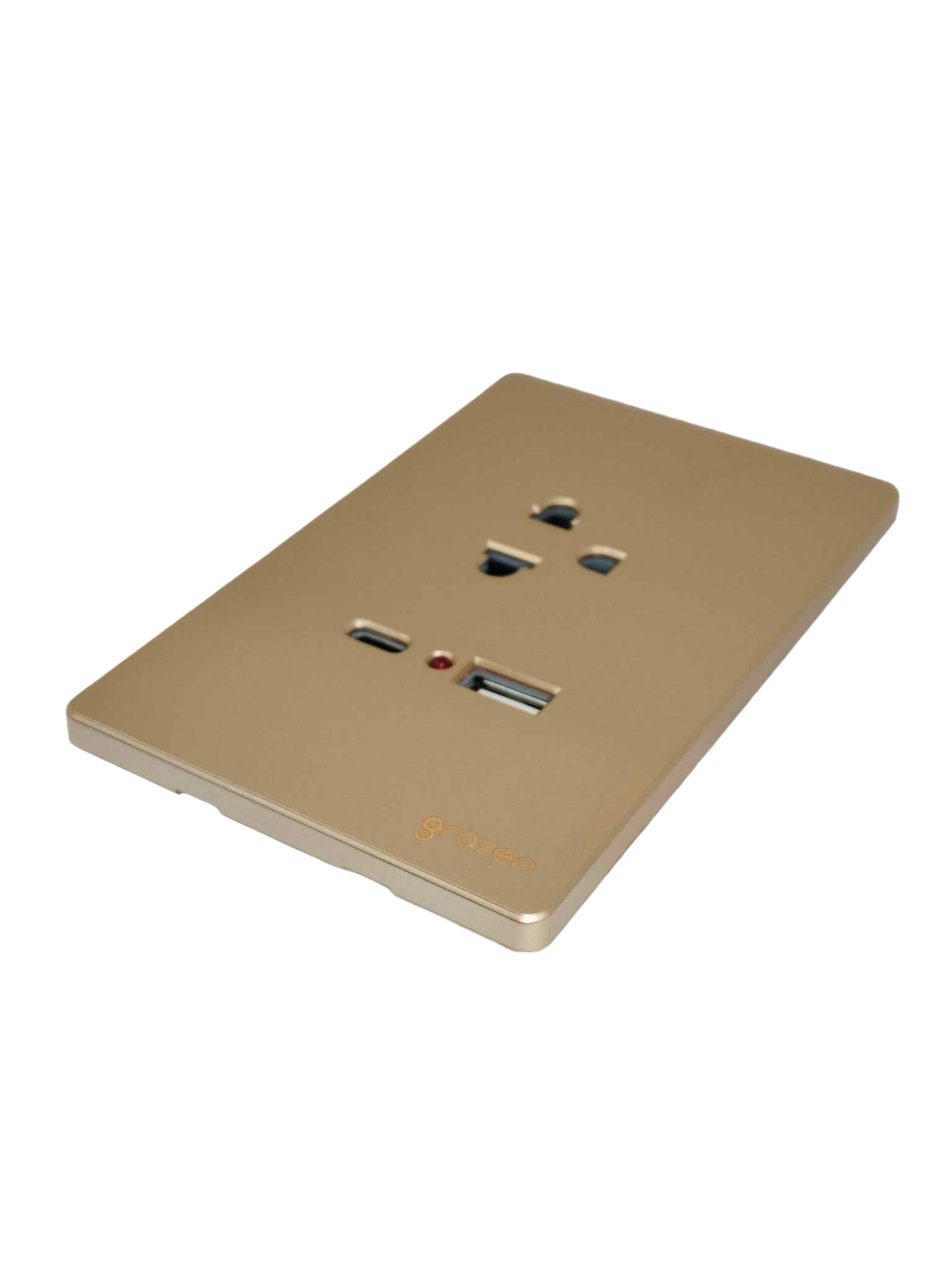 Grazen 1 gang outlet with USB-C and USB-A in gold color power point and switch