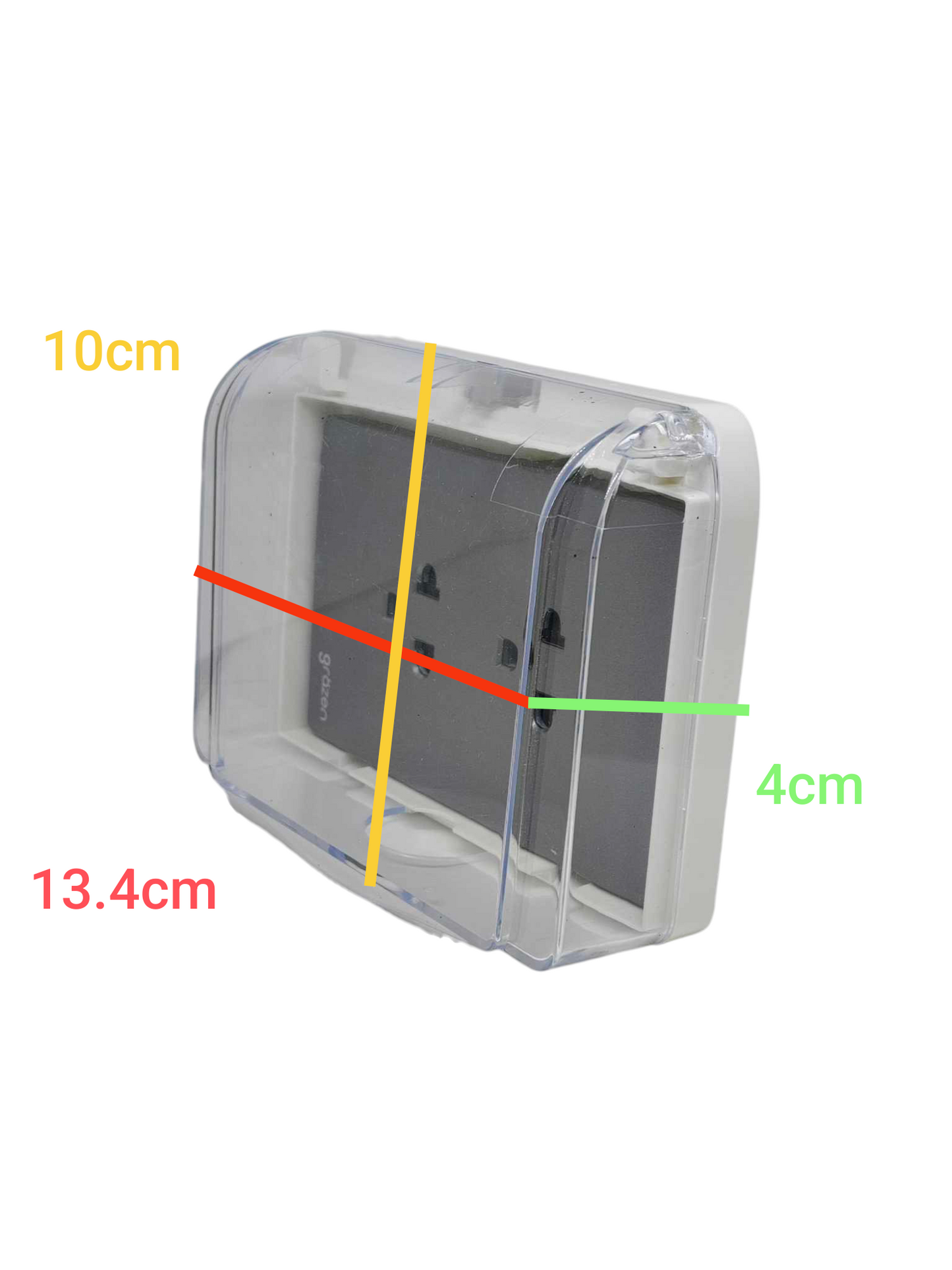Grazen Weatherproof Duplex outlet 16A in transparent cover for outdoor electrical connections