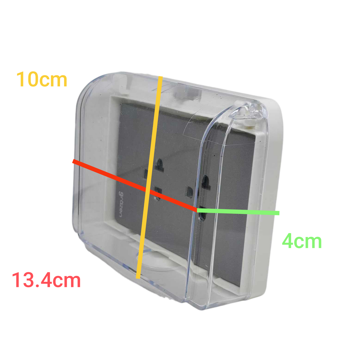 Grazen Weatherproof Duplex outlet 16A in transparent cover for outdoor electrical connections