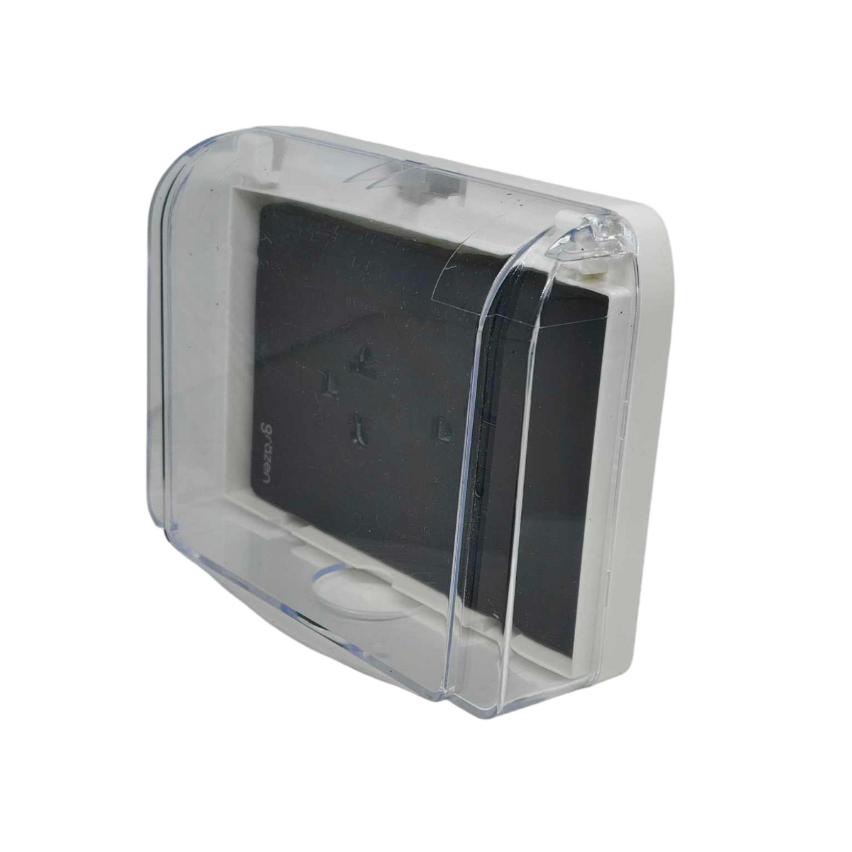 Grazen Weatherproof Duplex outlet 16A in a clear protective cover for outdoor use
