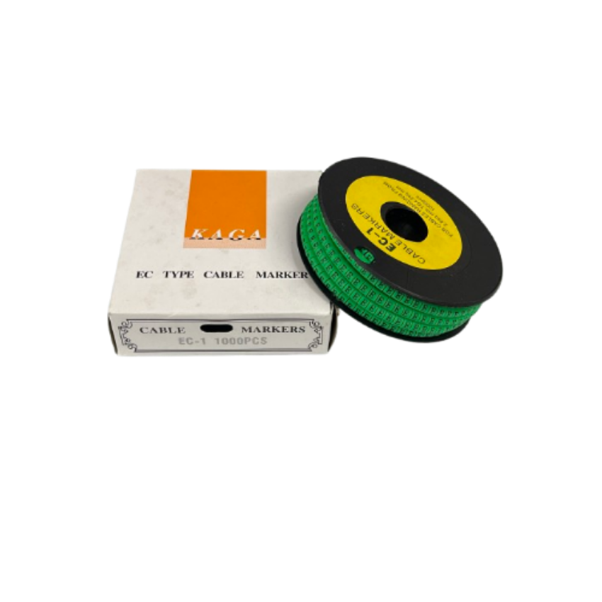 Green cable markers EC-1 1000pcs in a spool for organized cable management and easy identification