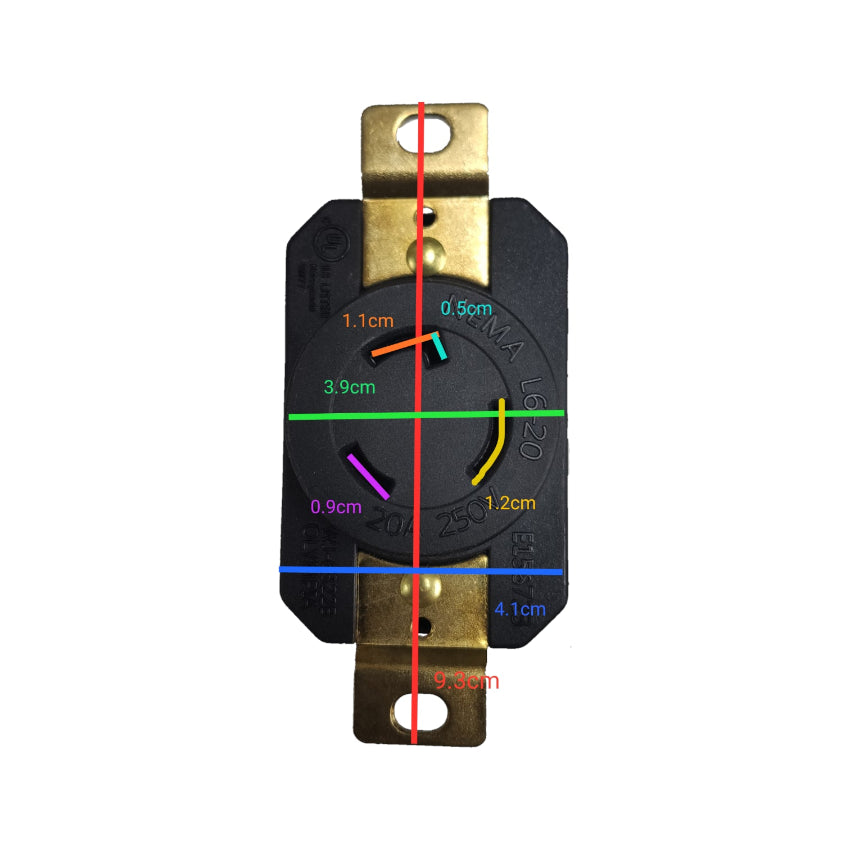 Grippes 20A Twist Lock Outlet 2P+E (3P) 250V NEMA L6 WJ6322B