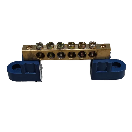 Grippes Electrical Grounding Bus Bars 4 Holes with metal screws and blue mounting brackets