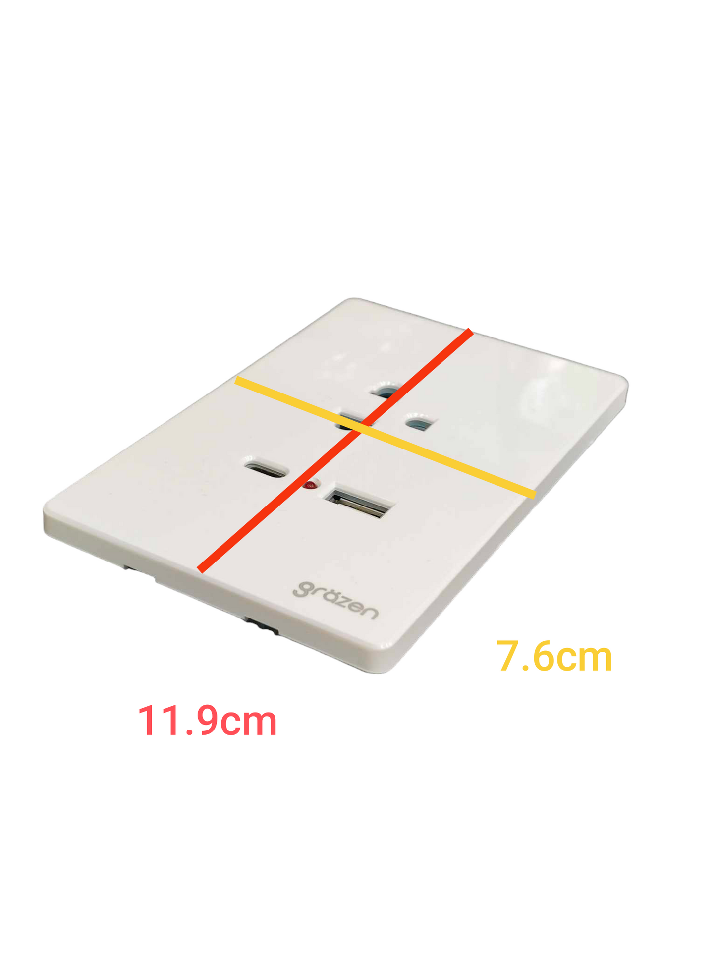 Grazen 1 gang outlet with USB-C and USB-A in white with compact design and dual charging ports