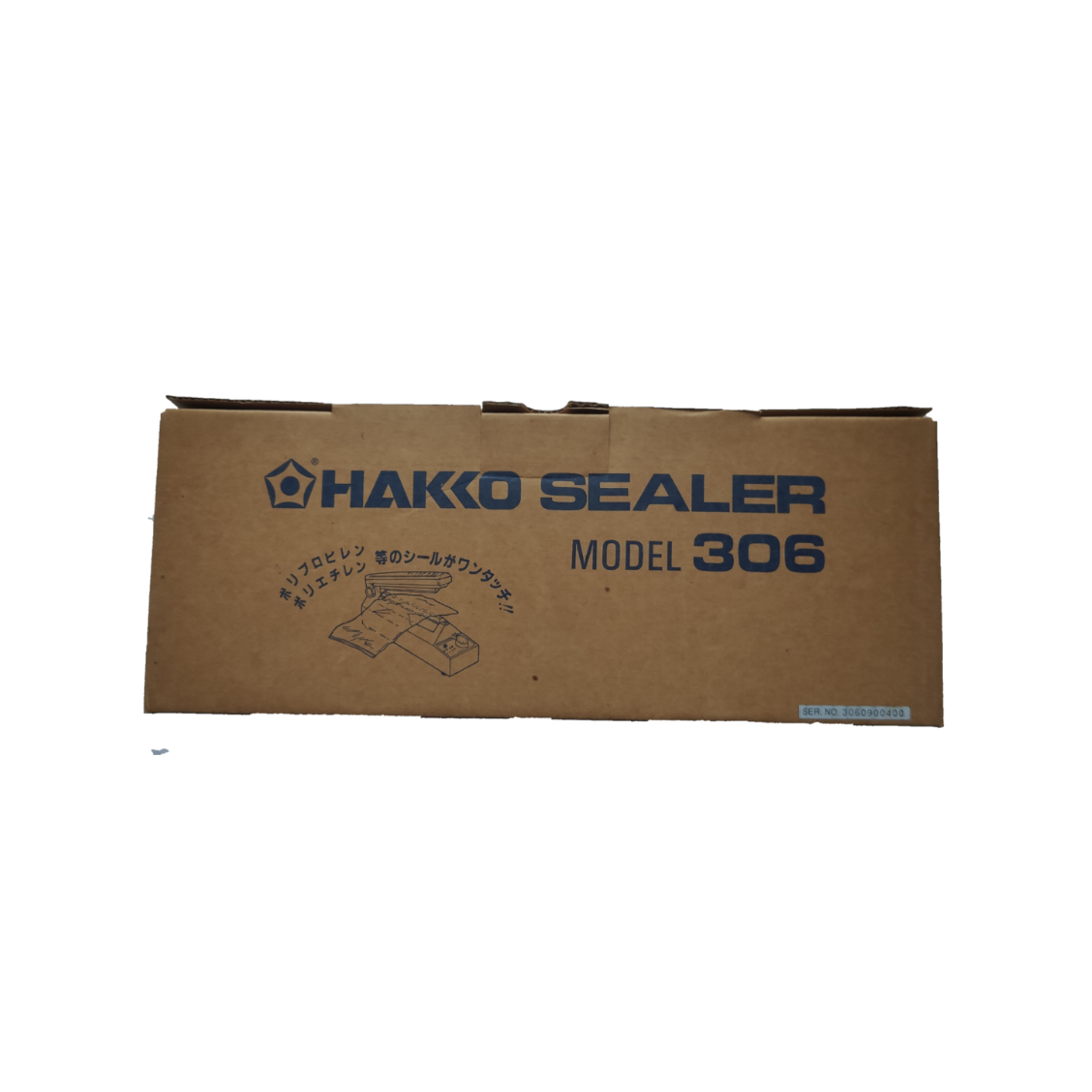 Hakko Sealer Model 306 Plastic Sealer 8 Inch 220V Made in Japan in brown cardboard packaging