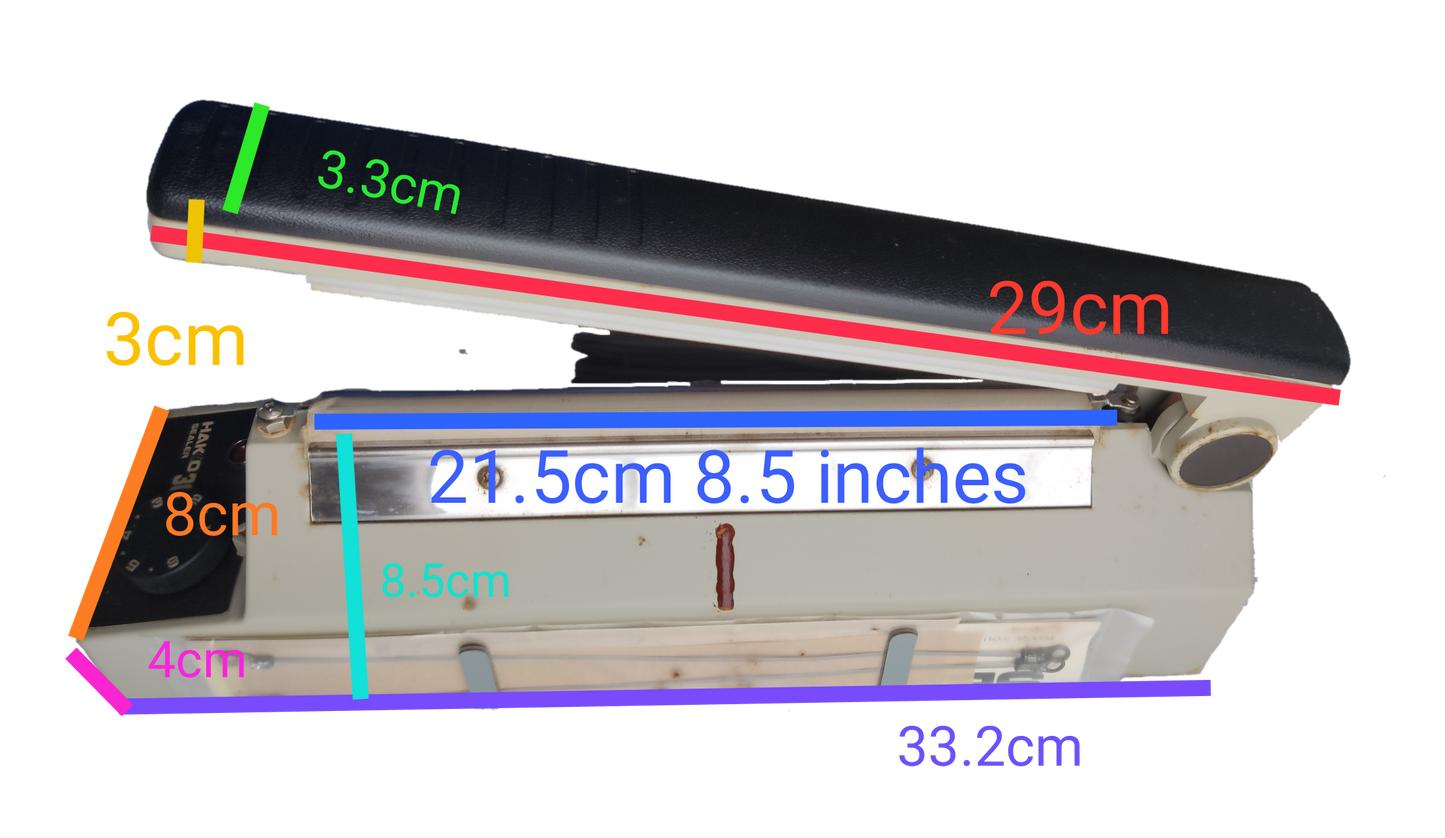 Hakko Plastic Sealer 8 Inch 220V Made in Japan with compact design and measurement markings
