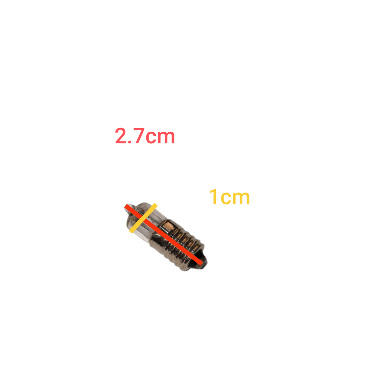 Japan made Halogen Flash Light Bulb 6V 6W with detailed size measurements 2.7 cm by 1 cm
