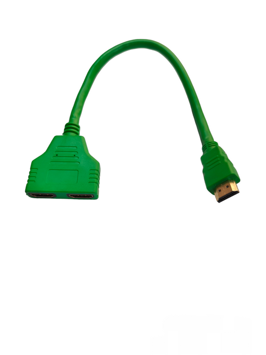 Green HDMI splitter 1 to 2 cable for connecting one device to two displays