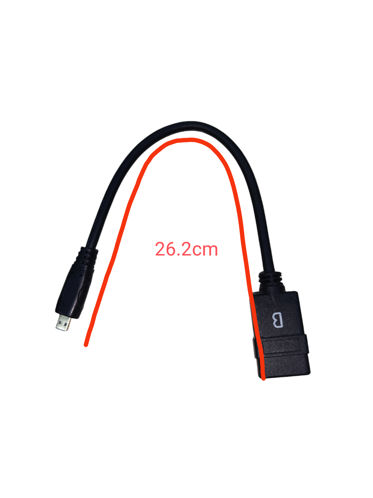 China made HDMI to Micro USB Adaptor cable measuring 26.2cm with black connectors