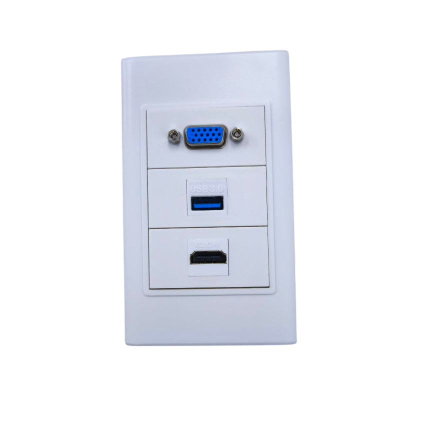 Grippes HDMI VGA USB wall outlet with multiple ports for seamless connectivity