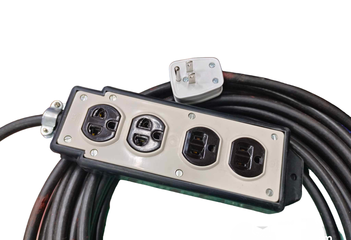 Kopez heavy duty 4 gang extension cord with durable black cable and metal outlets