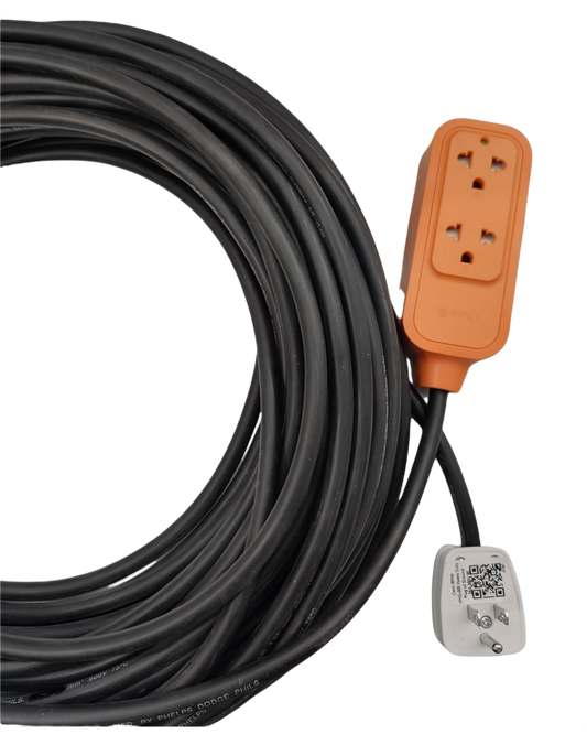 Omni & Phelps Dodge heavy duty extension cord 15A with multiple orange outlets and long black cable