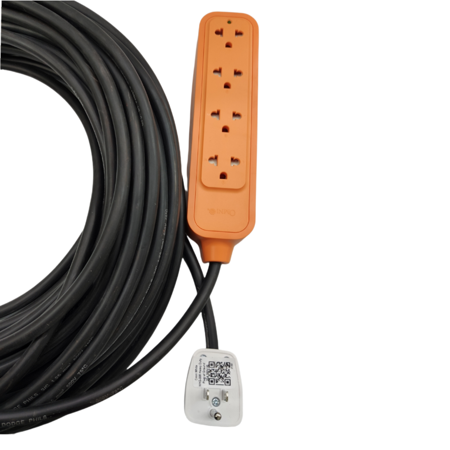 Omni heavy duty extension cord 20 meters with multiple outlets for versatile use