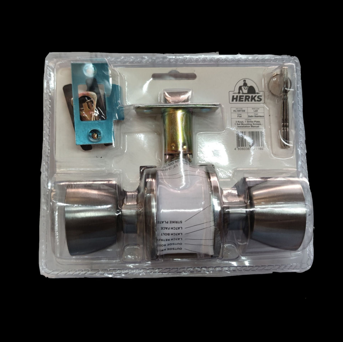 Herks Lock Set Herks 60mm Lockset stainless steel digital door lock set with keys and latch components