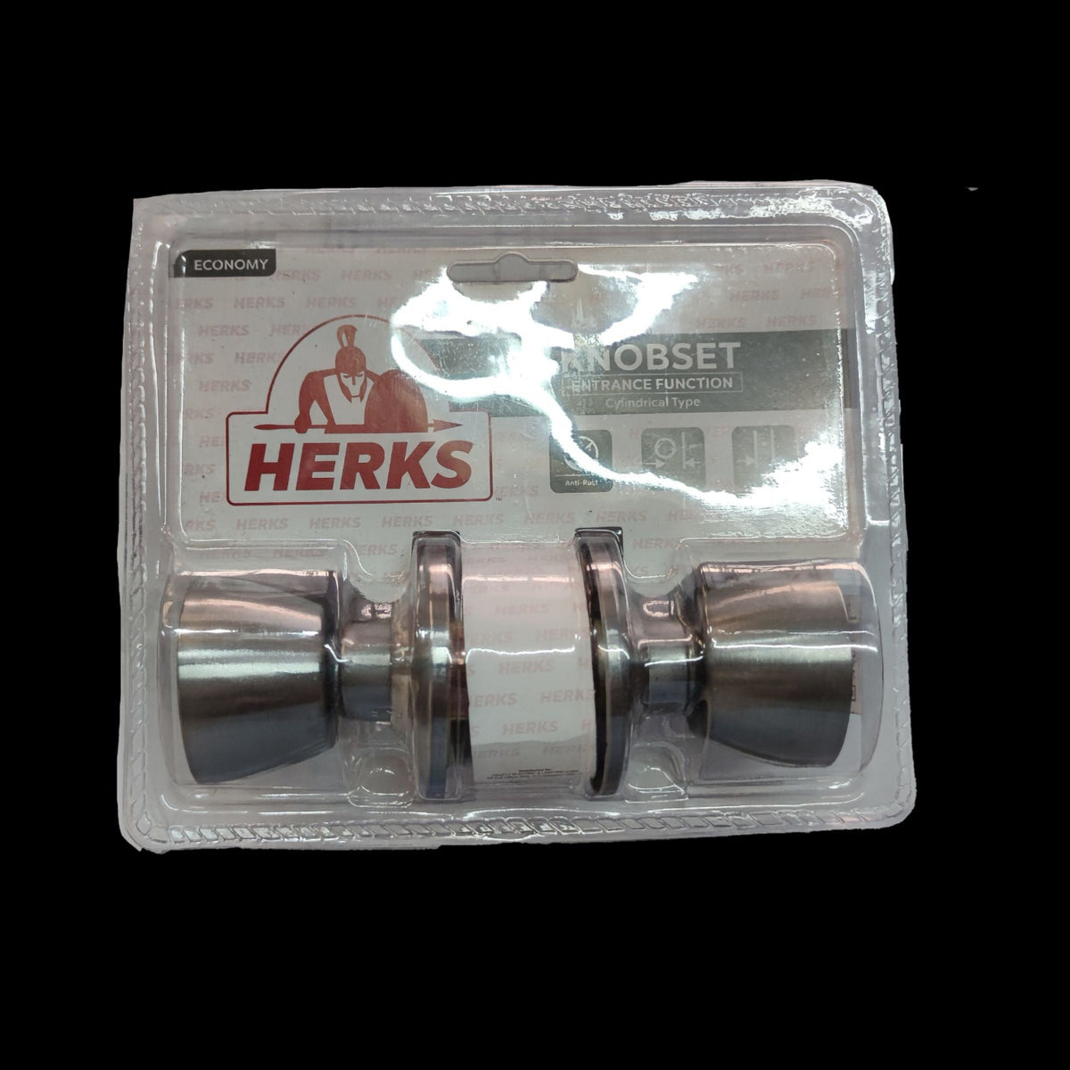 Lock Set Herks 60mm Lockset cylindrical digital door lock set in silver finish packaging