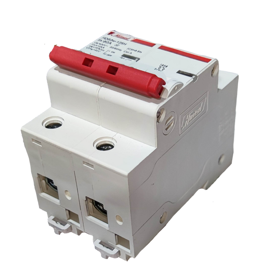 Himel 40A 3 Pole Miniature Circuit Breaker in white with red switch lever for electrical protection
