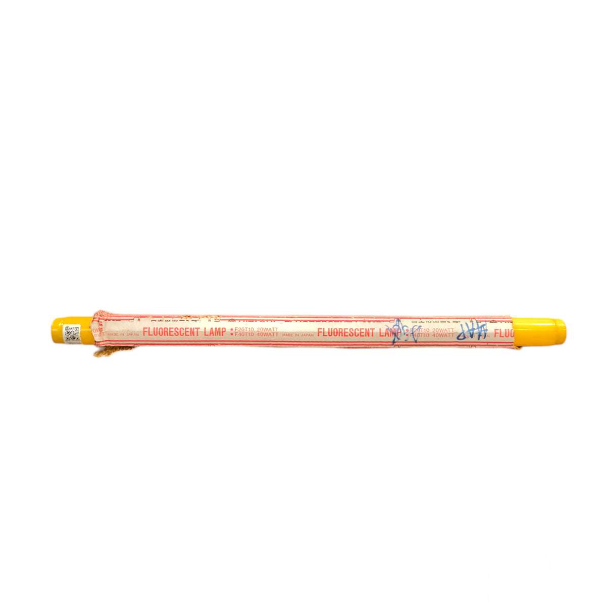 Hitachi 20W T10 Fluorescent Tube with yellow caps and protective packaging