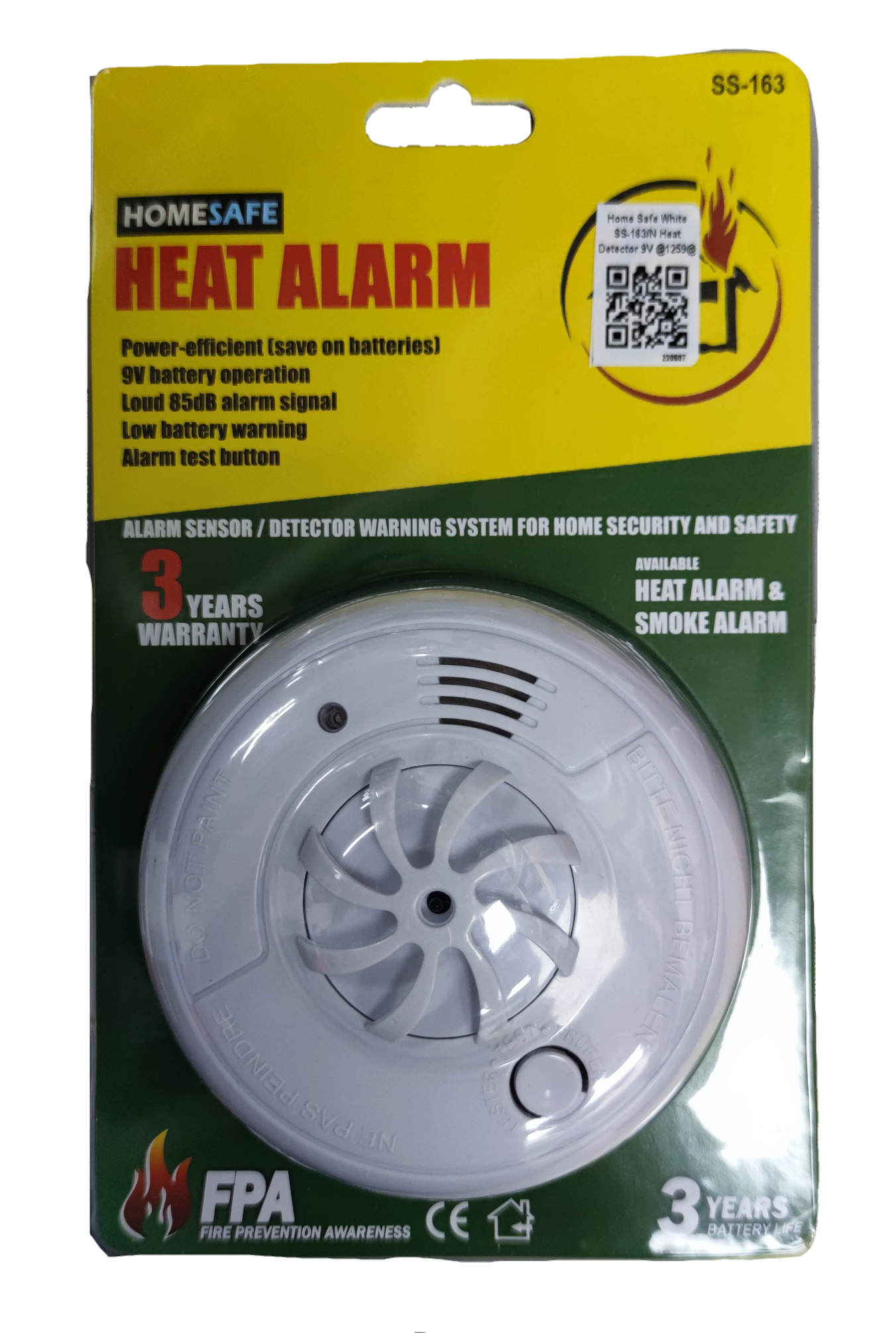 ZwitseRise Heat Detector 9V Homesafe heat alarm with 3 years warranty and 85dB loud alarm signal