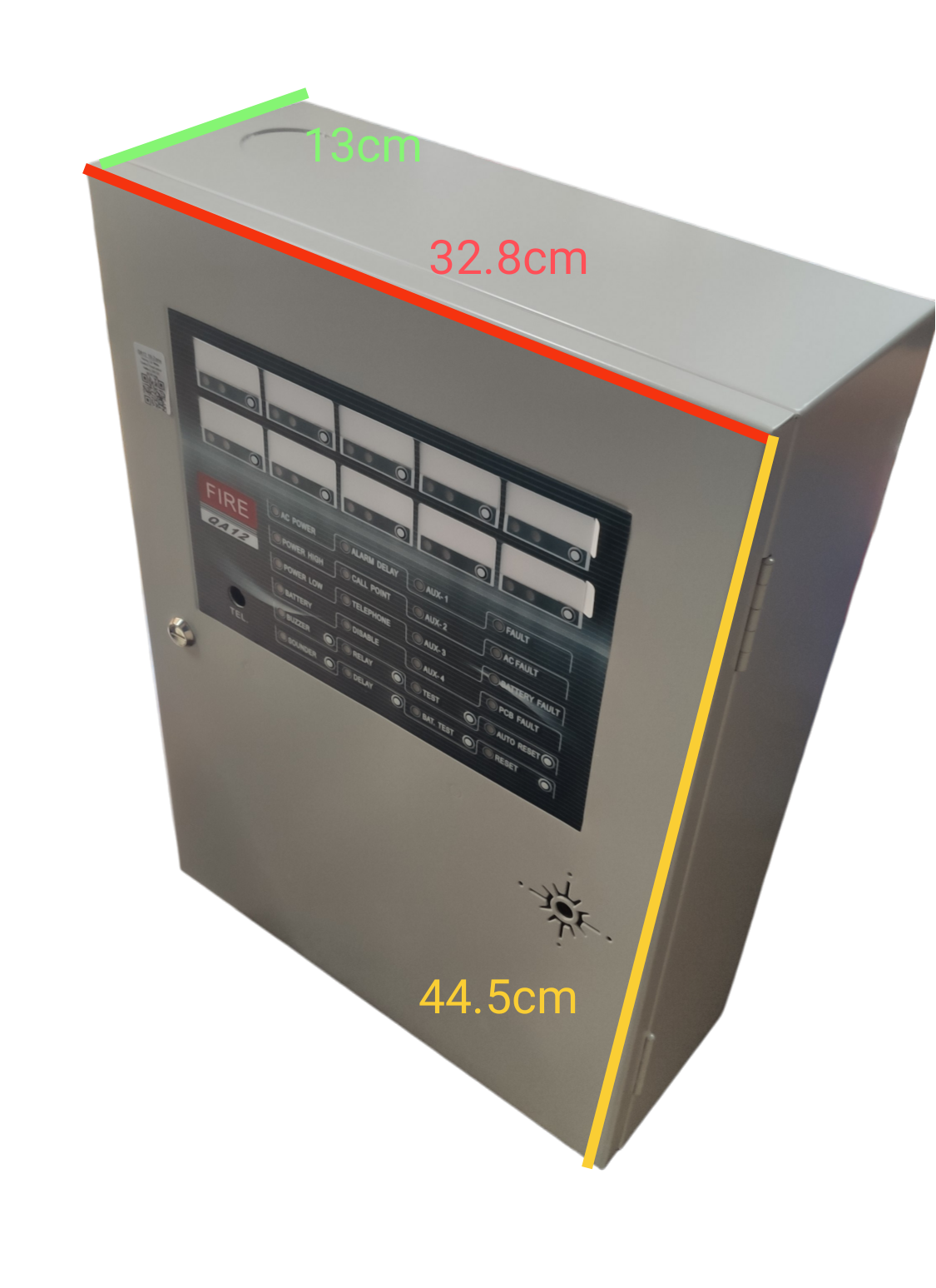 Horing Lih 10 zones fire alarm control panel metal box with labeled buttons and indicators