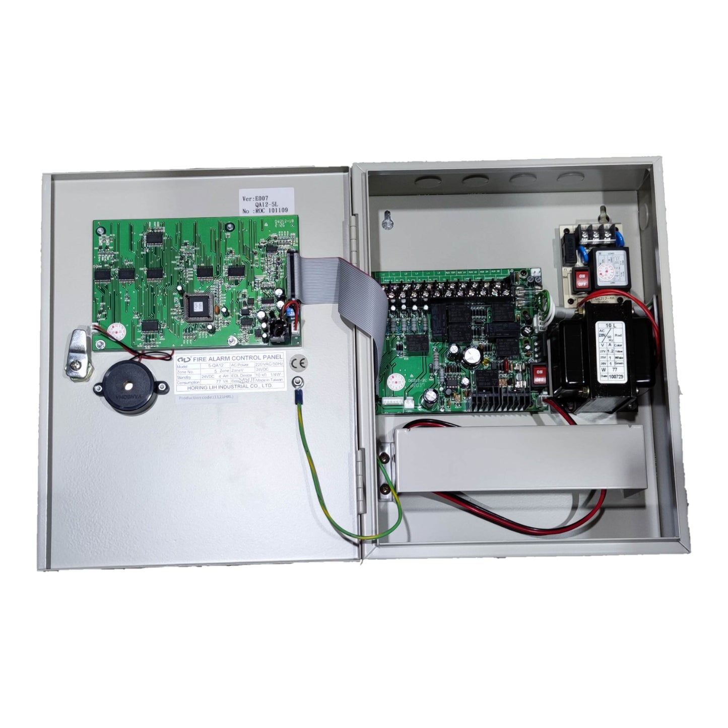 Horing Lih 5 Zones Fire Control Panel 5QA12 24V DC Output 220V Input - Battery not Included