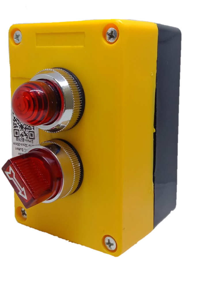 Auspicious illuminated selector switch with red indicator light and yellow protective casing for power control
