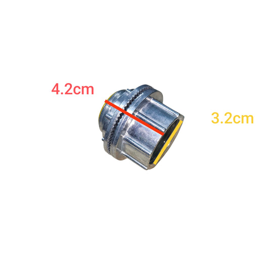 1 Inch Water Tight Hub 32mm zinc plated conduit hub with yellow gasket and knurled locknut
