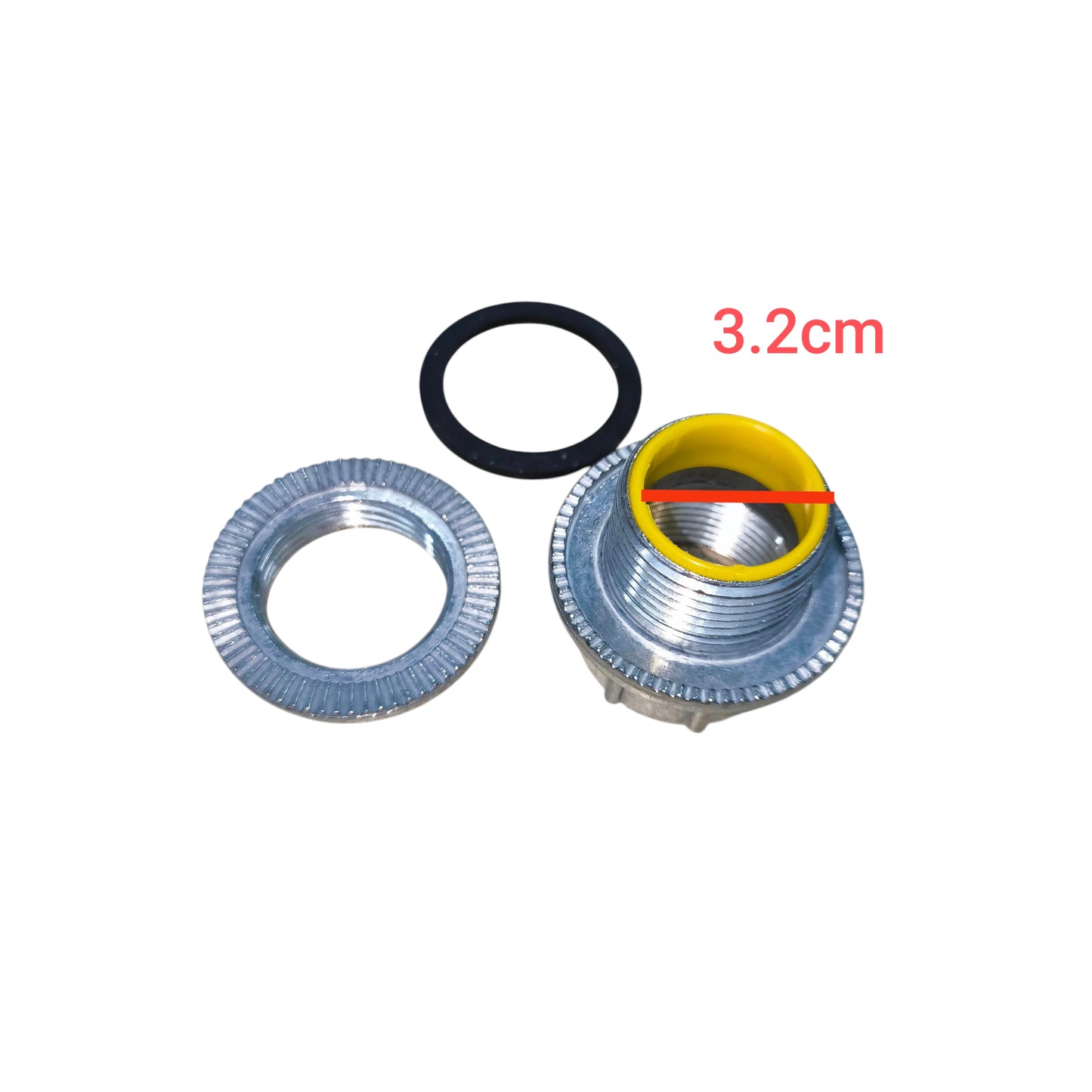 Galvanized conduit 1 Inch Water Tight Hub 32mm with yellow sealing insert rubber gasket and locknut for pipes