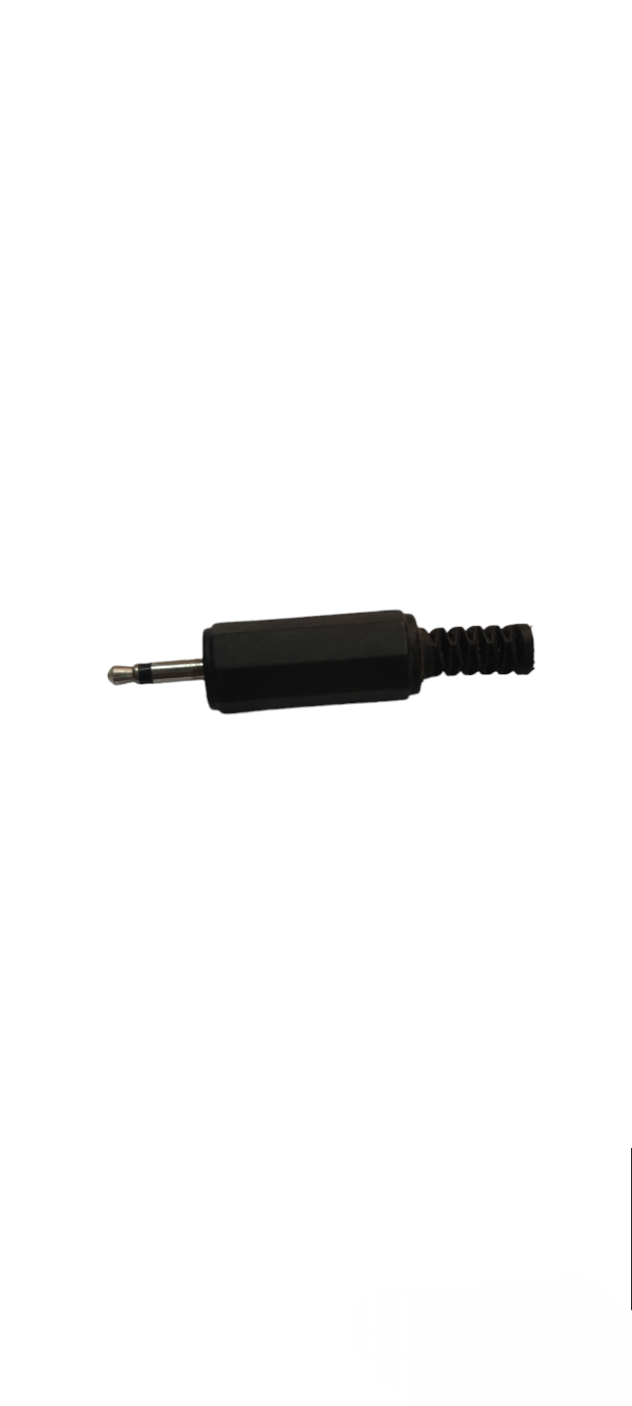 Industrial 2.5mm plug mono microphone accessory with black plastic housing and cable strain relief