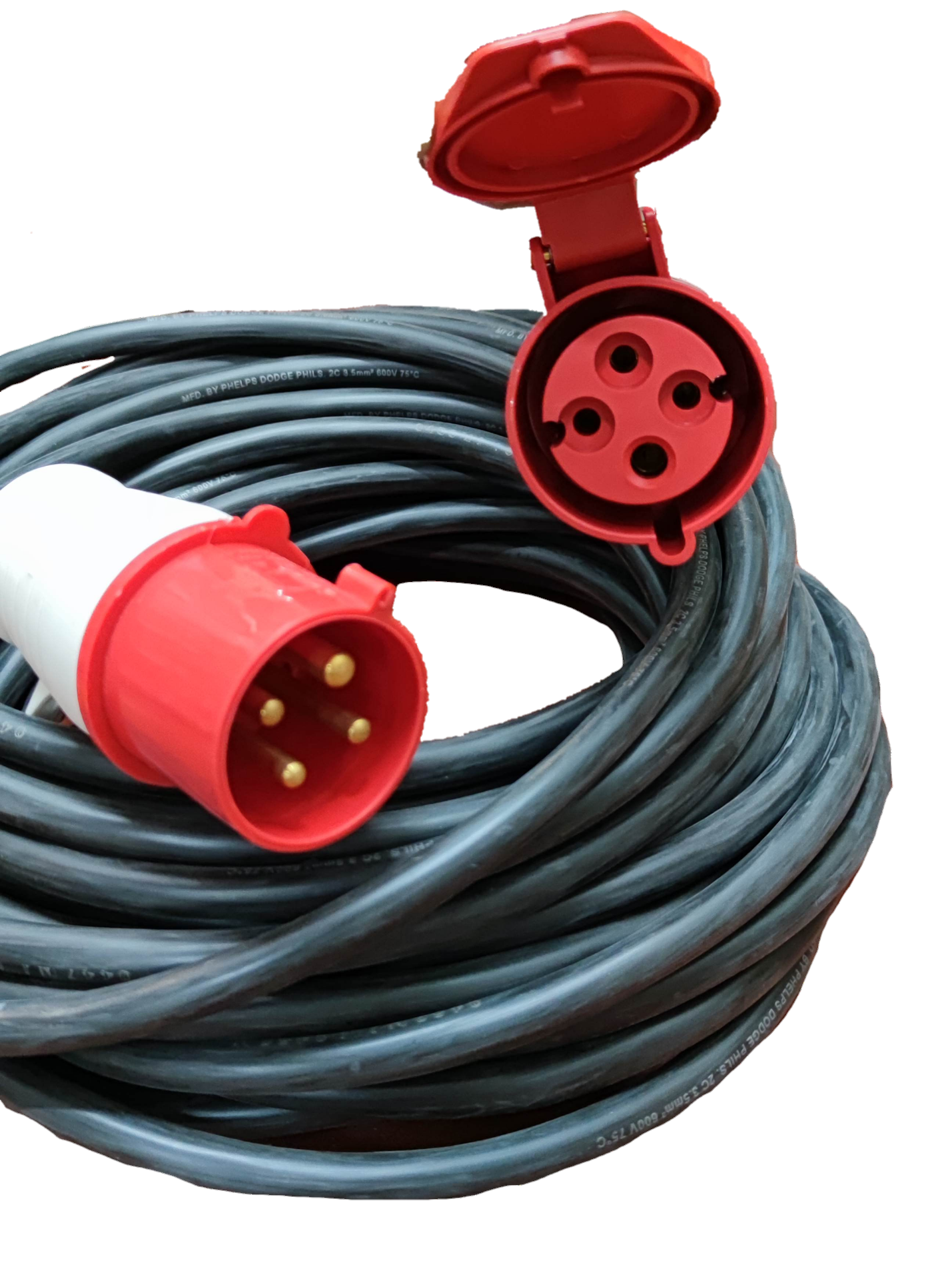 Grippes & Phelps Dodge 3 phase 4 pin power connector with durable cable for electrical circuitry and parts