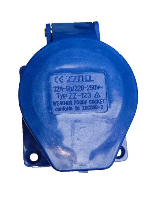 Grippes industrial 32A electrical outlet blue weatherproof socket for outdoor use