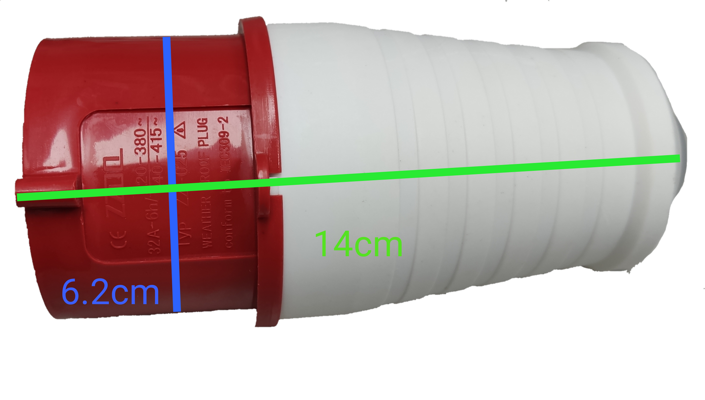 Grippes industrial 32A power plug with red and white casing for electrical circuitry and parts