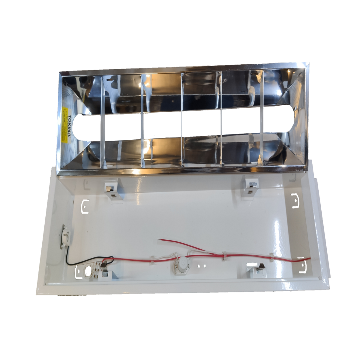 Tokina industrial aluminum reflector light with rectangular reflective panels and wiring for lighting installation