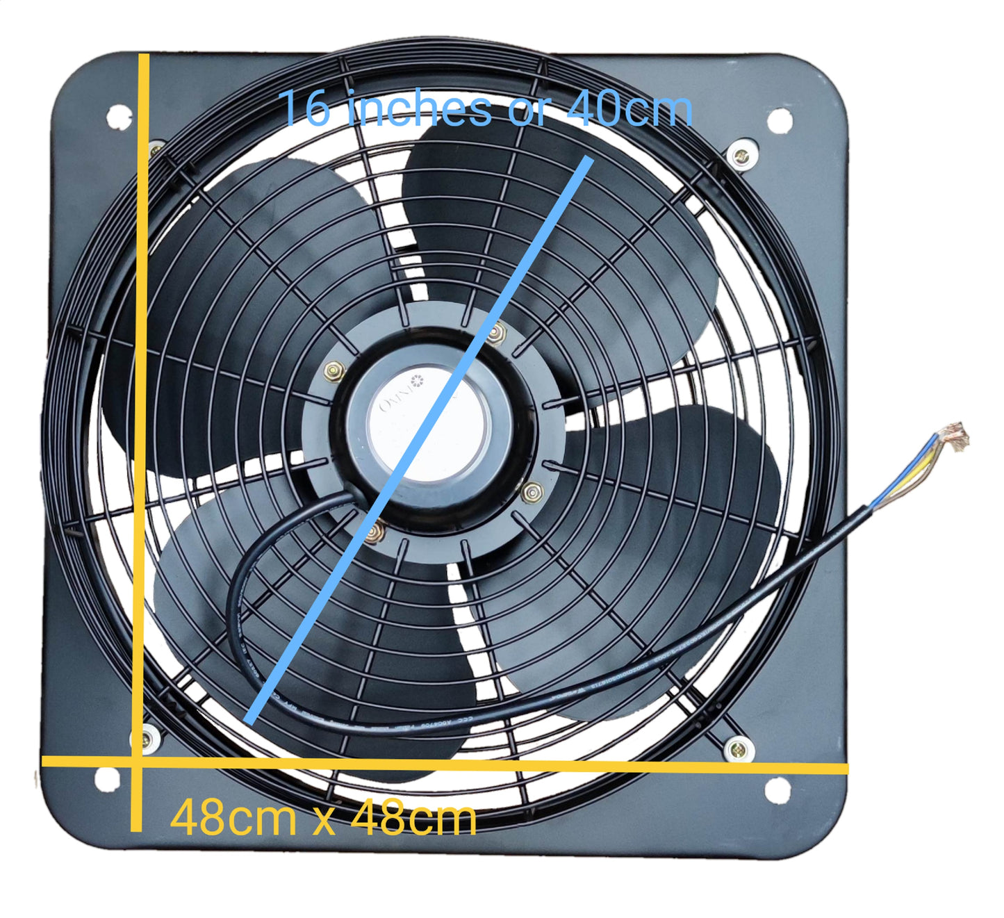 Omni industrial exhaust fan 16 inch XFV-400 220VAC with four sturdy blades for efficient air circulation