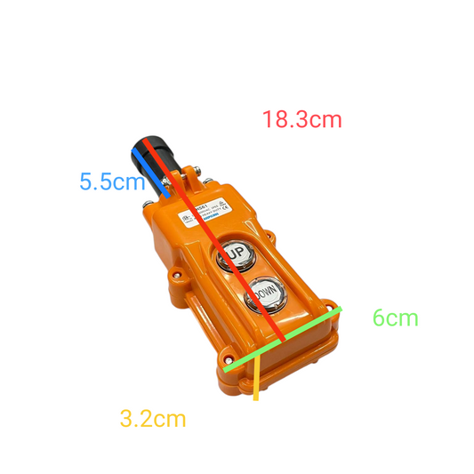 Auspicious industrial hoist push button switch with up and down buttons in an orange casing