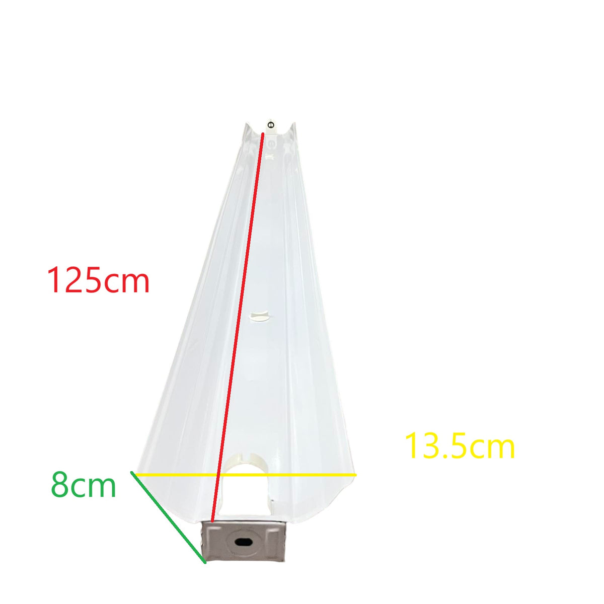 Ecolum industrial LED luminaire fixture with sleek design and dimensions of 125cm by 13.5cm by 8cm