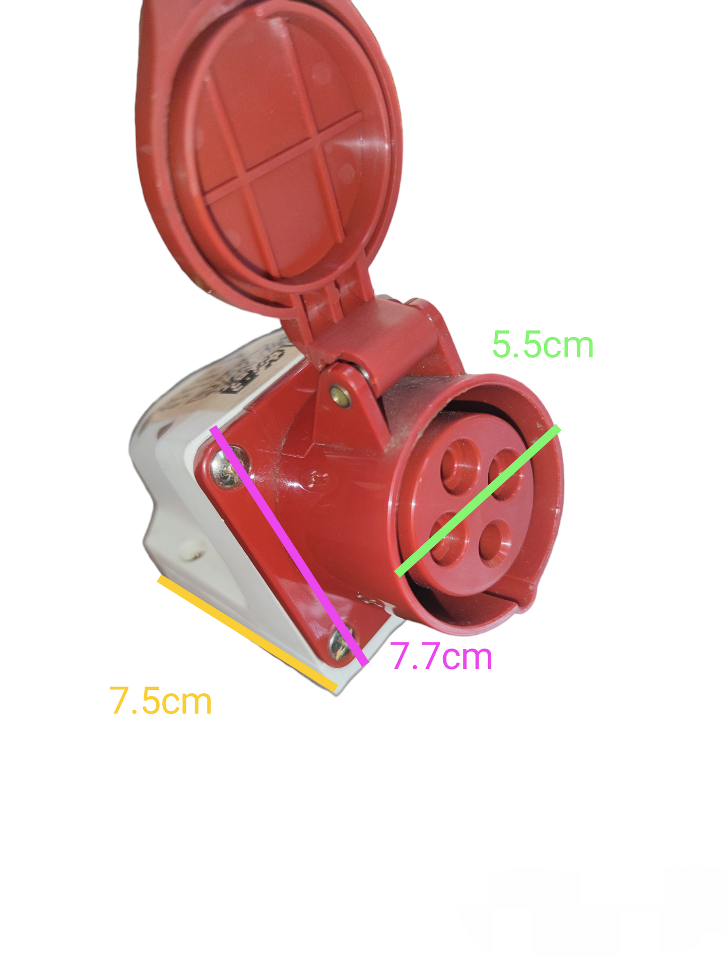 Surer industrial outlet 6h 4P red electrical socket with protective cover and dimensions