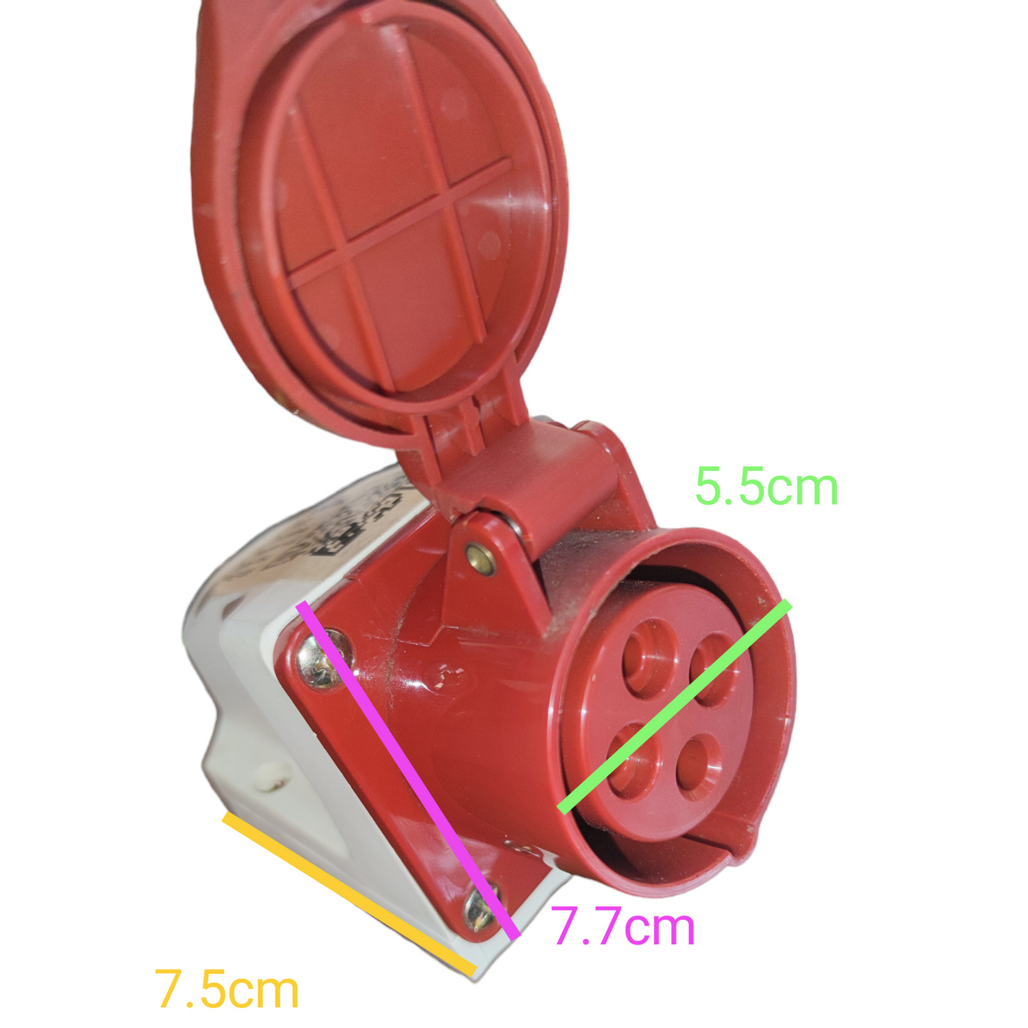 Surer industrial outlet 6h 4P red electrical socket with protective cover and dimensions