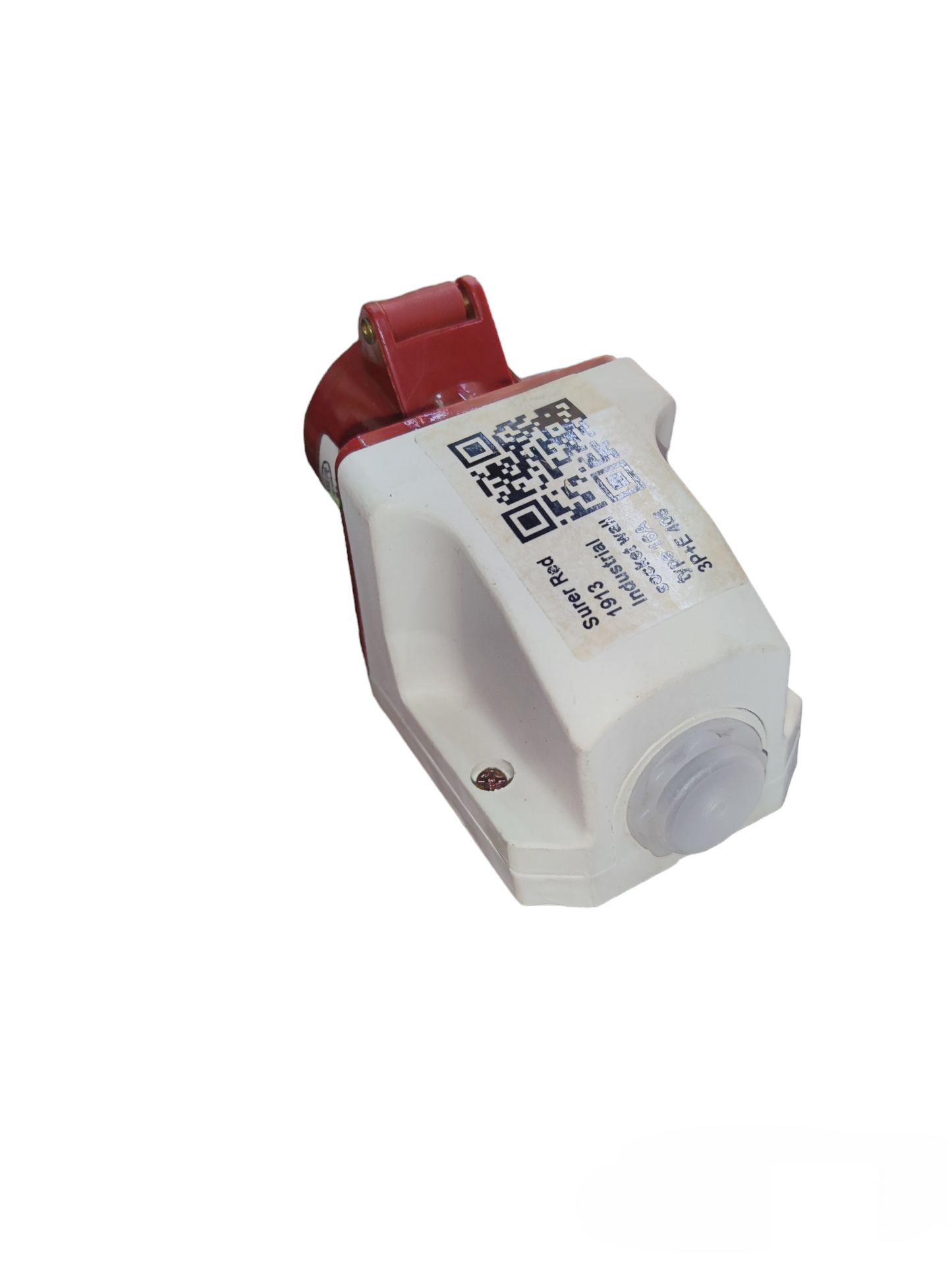 Surer Industrial Outlet 6h 4P electrical plug with white casing and red connector for heavy-duty use