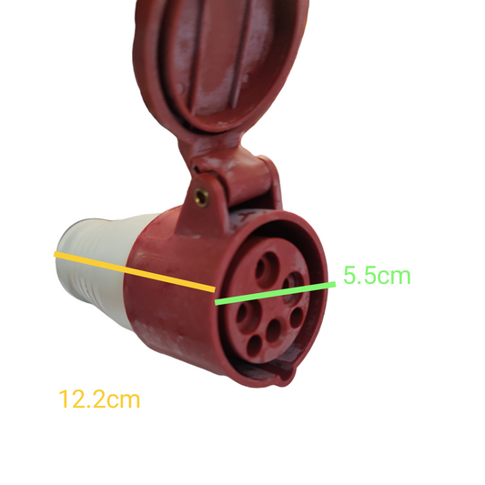 Surer Industrial Outlet Cord Connector Type with red protective cover and circular plug design
