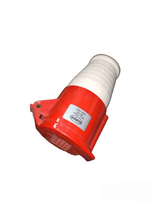 Surer Industrial Outlet Cord Connector Type in red and white for heavy-duty electrical connections