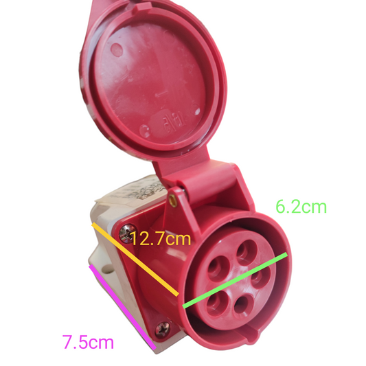 Surer industrial outlet cord wall type red electrical socket with protective cover and measurements