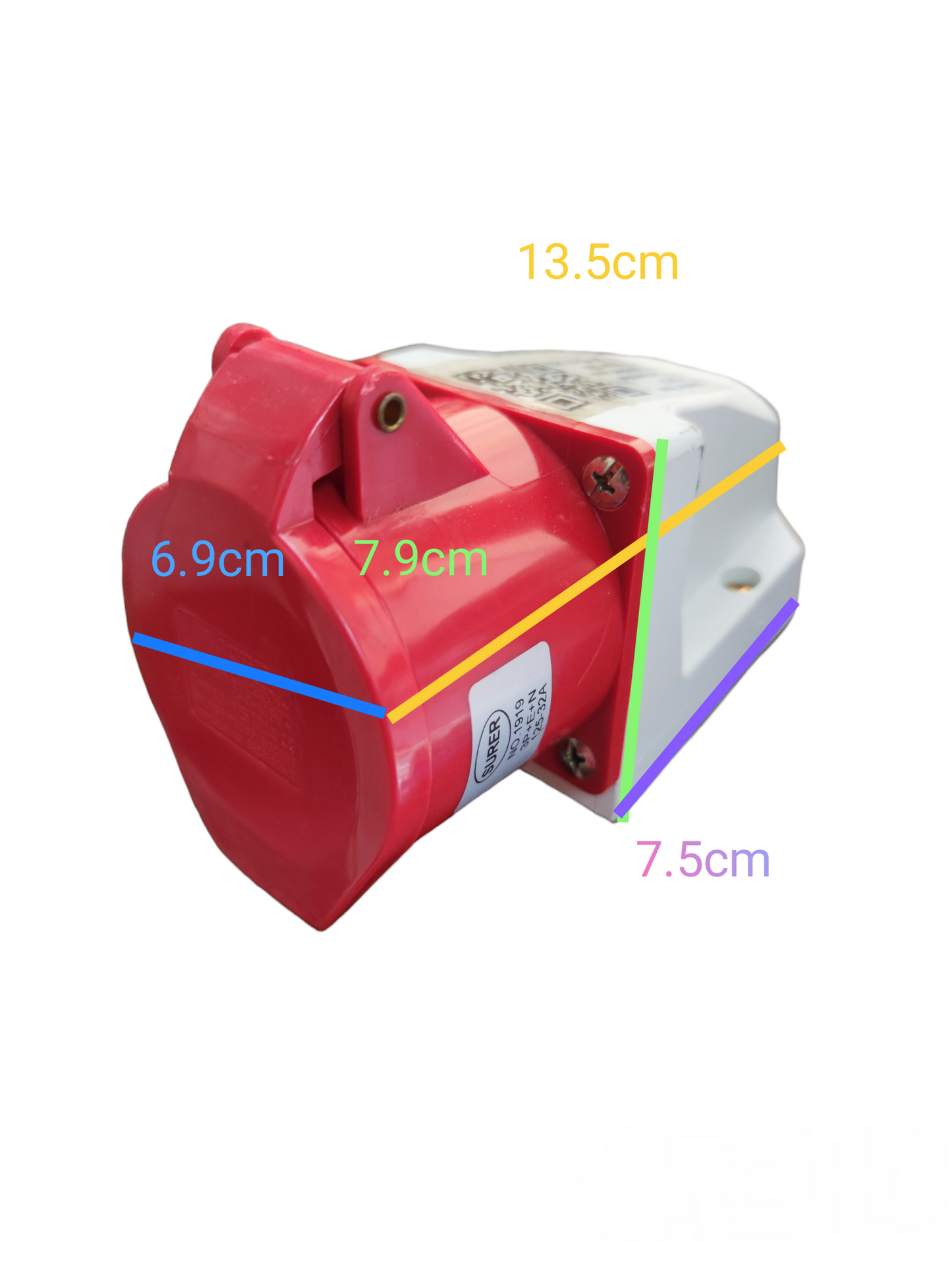 Surer Industrial Outlet Wall Type 125 red and white electrical socket with protective cover