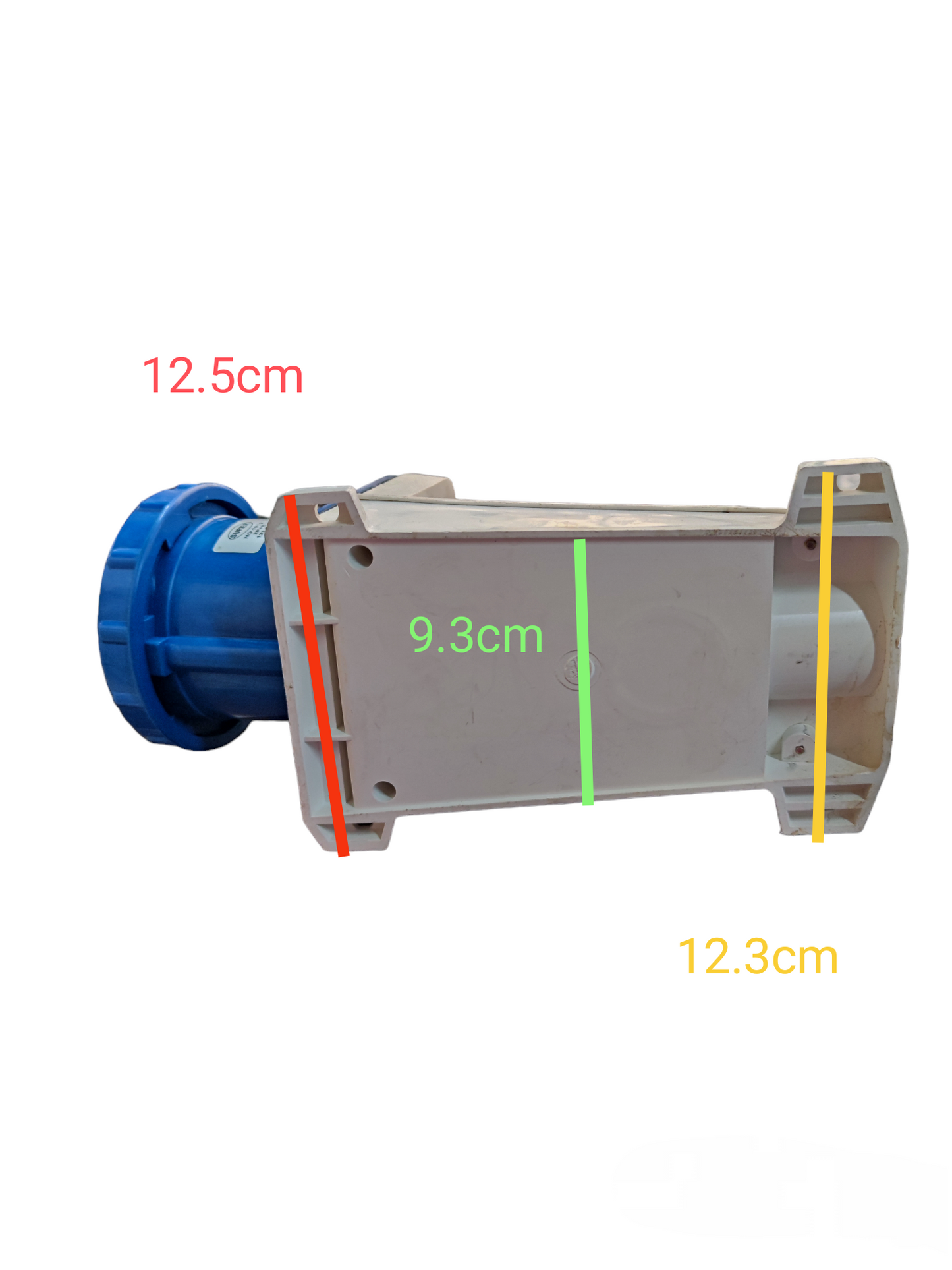 Surer Industrial Outlet Wall Type 1912 electrical circuitry part with measurements shown