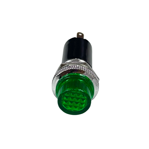 Grippes Pilot Light 16mm 220V GREEN indicator with green lens metal bezel threaded mount for panels