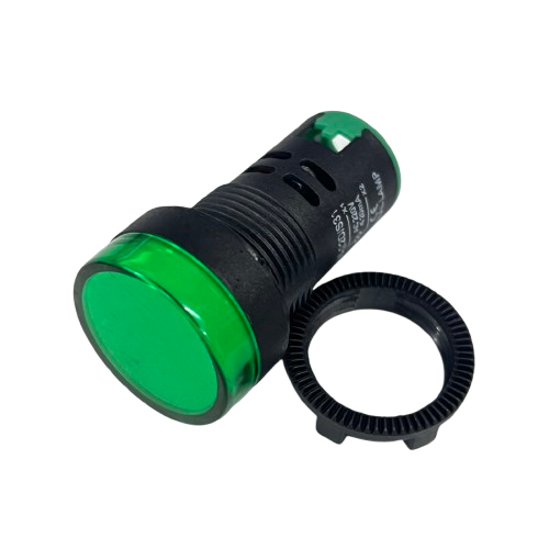 Denko Pilot Light 220v GREEN 22mm industrial green indicator light with mounting ring for control panels