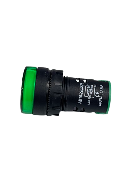 Grippes Pilot light 24V DC GREEN LED indicator for industrial control panels black housing